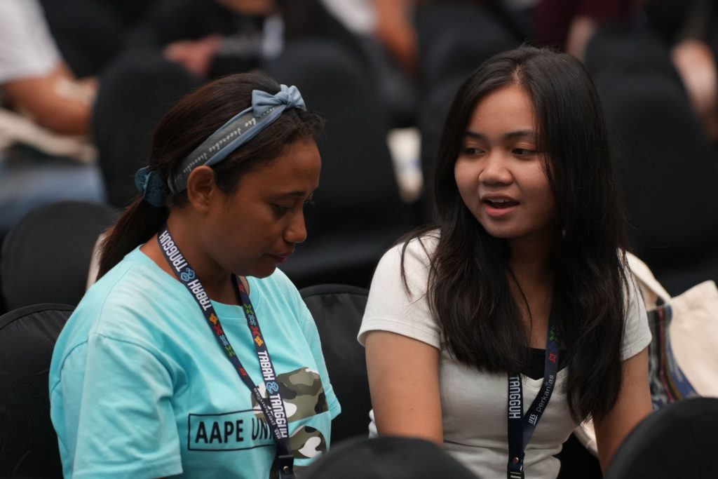 students talking sharing